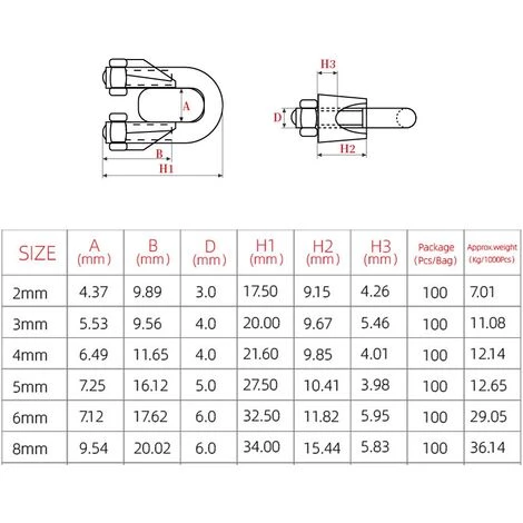 CARILLONSàVENT Attaches Pour Câbles Métalliques M3, Serre-câbles étrie, U Boulon Clip De Câble En Acier Inoxydable De 3mm De Diamètre, Lot De 12 Carivent 2 CARILLONSàVENT Attaches Pour Câbles Métalliques M3, Serre-câbles étrie, U Boulon Clip De Câble En Acier Inoxydable De 3mm De Diamètre, Lot De 12 Carivent – Image 2