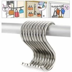 EAUDACè 10 Pièces S Crochets Acier Inoxydable Crochets En Forme S Crochets De Suspension Crochets De Poêle De Cuisine Salle De Bain -Treuil, cric, palan et accessoires Soldes Boutique 64174769 5