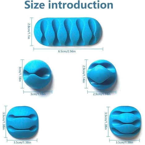 PESCE Clips Câble, 10pcs Rangements De Câbles Et Serre-Câbles Attache-Câbles En Silicone, Rangement Cordon Bureau Pour Fils De Chargeur, Ordinateur, Souris, Téléphone, Écouteur Etc (Bleu) 2 PESCE Clips Câble, 10pcs Rangements De Câbles Et Serre-Câbles Attache-Câbles En Silicone, Rangement Cordon Bureau Pour Fils De Chargeur, Ordinateur, Souris, Téléphone, Écouteur Etc (Bleu) – Image 2