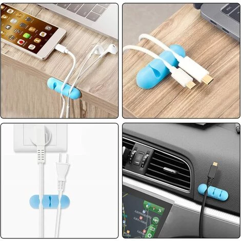 PESCE Clips Câble, 10pcs Rangements De Câbles Et Serre-Câbles Attache-Câbles En Silicone, Rangement Cordon Bureau Pour Fils De Chargeur, Ordinateur, Souris, Téléphone, Écouteur Etc (Bleu) 5 PESCE Clips Câble, 10pcs Rangements De Câbles Et Serre-Câbles Attache-Câbles En Silicone, Rangement Cordon Bureau Pour Fils De Chargeur, Ordinateur, Souris, Téléphone, Écouteur Etc (Bleu) – Image 5
