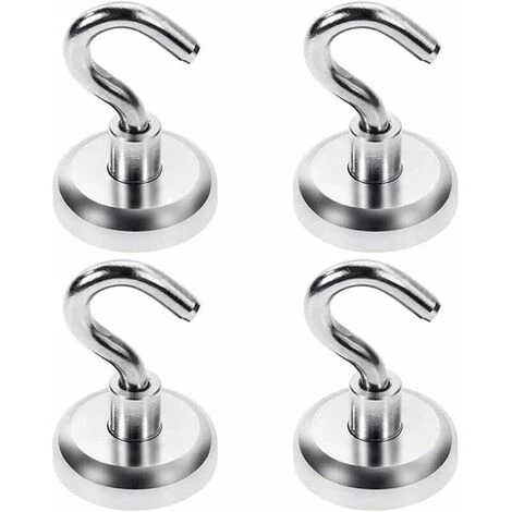 Lot De 4 Crochets Aimantés En Néodyme - 25 Mm - Pour Cuisine, Salle De Bain, Garage, Bureau S'arêern 1 Lot De 4 Crochets Aimantés En Néodyme - 25 Mm - Pour Cuisine, Salle De Bain, Garage, Bureau S'arêern