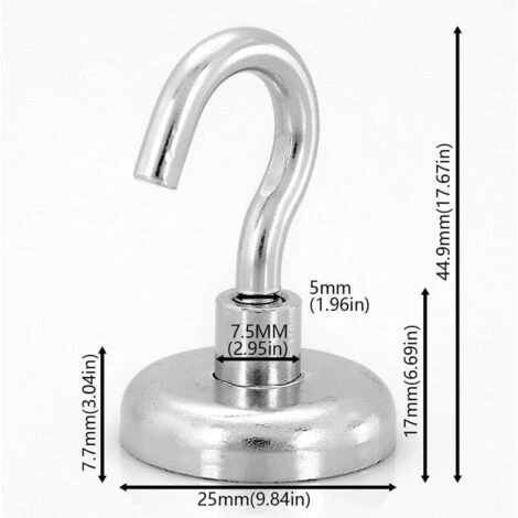 Lot De 4 Crochets Aimantés En Néodyme - 25 Mm - Pour Cuisine, Salle De Bain, Garage, Bureau S'arêern 2 Lot De 4 Crochets Aimantés En Néodyme - 25 Mm - Pour Cuisine, Salle De Bain, Garage, Bureau S'arêern – Image 2