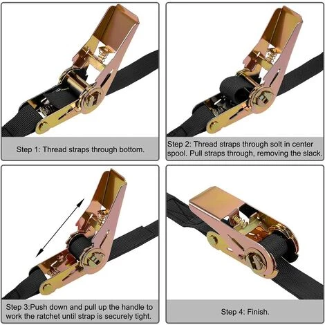 OSQI 10mx25mm Sangle D'Arrimage Sangles De Cargaison à Cliquet 250kg Charge De Travail 2Pcs 4 OSQI 10mx25mm Sangle D'Arrimage Sangles De Cargaison à Cliquet 250kg Charge De Travail 2Pcs – Image 4