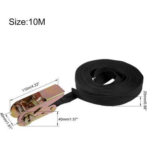 OSQI 10mx25mm Sangle D'Arrimage Sangles De Cargaison à Cliquet 250kg Charge De Travail 2Pcs 5 OSQI 10mx25mm Sangle D'Arrimage Sangles De Cargaison à Cliquet 250kg Charge De Travail 2Pcs – Image 5
