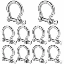 OSQI 10PCS 304 Acier Inoxydable M4 D Anneau Vis Manilles Avec Broches Arc Manille Vis Pin Matériel Gréement Arc Manille Chape Manilles Robustes Pour Ancre, Camping Et Randonnée