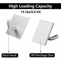 MERéTéET Lot De 4 Crochets Adhésifs Robustes à Coller Sur Le Mur - En Acier Inoxydable Robuste - Pour Cuisine, Salle De Bain, Maison, Porte, Manteau, Serviette, Clé, Peignoir, Argenté -Treuil, cric, palan et accessoires Soldes Boutique 65642025 3