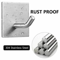 MERéTéET Lot De 4 Crochets Adhésifs Robustes à Coller Sur Le Mur - En Acier Inoxydable Robuste - Pour Cuisine, Salle De Bain, Maison, Porte, Manteau, Serviette, Clé, Peignoir, Argenté -Treuil, cric, palan et accessoires Soldes Boutique 65642025 5