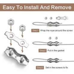 LADACèE 15 Pcs Serre-câbles M3 Pinces à Câble En Acier Inoxydable 304 Clips De Câble Métallique Duplex Pince De Corde De Câble Pour Corde à Linge L'industrie -Treuil, cric, palan et accessoires Soldes Boutique 65726262 4