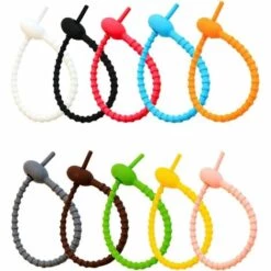 MONLY Attaches De Câble En Silicone 24 Pièces Attaches De Sac En Silicone Coloré Coloré Multi-Usages Silicone Ties Serre-Câbles En Silicone Cravates Torsadées En Silicone Colorées Attaches De Câble