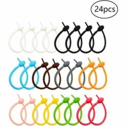 MONLY Attaches De Câble En Silicone 24 Pièces Attaches De Sac En Silicone Coloré Coloré Multi-Usages Silicone Ties Serre-Câbles En Silicone Cravates Torsadées En Silicone Colorées Attaches De Câble -Treuil, cric, palan et accessoires Soldes Boutique 65757484 3