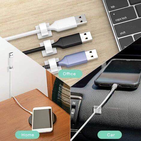 YEURIé Lot De 10 Clips De Câble Adhésifs Pour Voiture, Bureau Et Maison Blanc 5 YEURIé Lot De 10 Clips De Câble Adhésifs Pour Voiture, Bureau Et Maison Blanc – Image 5