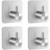 BDD 4 Crochets Adhésifs, Crochets Muraux De Salle De Bain En Acier Inoxydable, Scotchés, Crochets De Salle De Bain Auto-adhésifs