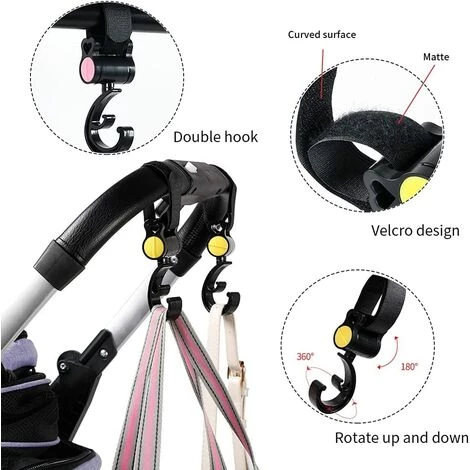 MèREÉTERNEL Crochets Poussette, 4 Pack Crochet Landau, Universel Crochet De Poussette, Pour Accrocher Les Sacs à Provisions Sac à Mains Sac A Langer Ternel 2 MèREÉTERNEL Crochets Poussette, 4 Pack Crochet Landau, Universel Crochet De Poussette, Pour Accrocher Les Sacs à Provisions Sac à Mains Sac A Langer Ternel – Image 2