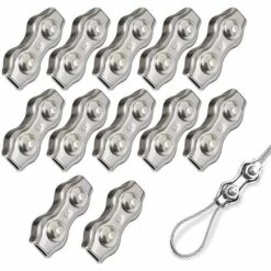 LADACèE Lot De 12 Bornes Doubles Pour Câbles Métalliques M3, Pinces Pour Fils Duplex En Acier Inoxydable 304, Câble à Pince Pour Corde Métallique Duplex, Largement Utilisées Dans L'industrie