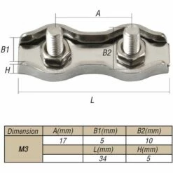 LADACèE Lot De 12 Bornes Doubles Pour Câbles Métalliques M3, Pinces Pour Fils Duplex En Acier Inoxydable 304, Câble à Pince Pour Corde Métallique Duplex, Largement Utilisées Dans L'industrie -Treuil, cric, palan et accessoires Soldes Boutique 66174291 5