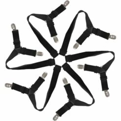 BF 1pc 12 Clip Sheet Clip 6 Side Sheet Holder Avec Sangles Réglables Pour Tous Les Matelas Ronds Et Carrés (noir)
