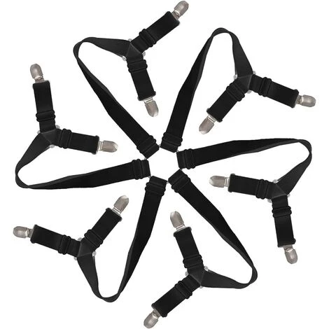 BF 1pc 12 Clip Sheet Clip 6 Side Sheet Holder Avec Sangles Réglables Pour Tous Les Matelas Ronds Et Carrés (noir) 1 BF 1pc 12 Clip Sheet Clip 6 Side Sheet Holder Avec Sangles Réglables Pour Tous Les Matelas Ronds Et Carrés (noir)
