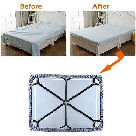 BF 1pc 12 Clip Sheet Clip 6 Side Sheet Holder Avec Sangles Réglables Pour Tous Les Matelas Ronds Et Carrés (noir) 2 BF 1pc 12 Clip Sheet Clip 6 Side Sheet Holder Avec Sangles Réglables Pour Tous Les Matelas Ronds Et Carrés (noir) – Image 2