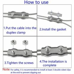 HABIENTôT M2 Duplex Clips Serre-câbles En Acier Inoxydable 304 Pinces Duplex Pour Filin Pour Cordes à Linge En Câble Métallique Voiles De Soleil Suspendues Patio Fixe 8pièces Oi-FRIS -Treuil, cric, palan et accessoires Soldes Boutique 66404792 4