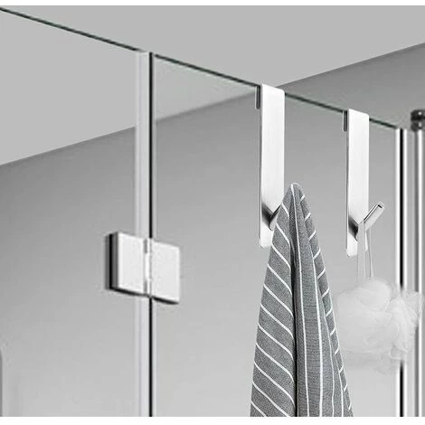 FLETéçA Lot De 2 Crochets De Porte De Douche Extensibles, Crochet à Serviette En Acier Inoxydable Robuste Sans Perçage Sur Le Crochet De Porte Pour Porte De Douche En Verre Sans Cadre De Salle De Bain 2 FLETéçA Lot De 2 Crochets De Porte De Douche Extensibles, Crochet à Serviette En Acier Inoxydable Robuste Sans Perçage Sur Le Crochet De Porte Pour Porte De Douche En Verre Sans Cadre De Salle De Bain – Image 2
