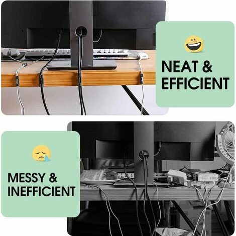 FLETéçA 60 Pièces De Serre-cables, Support De Cable Avec Base Adhésive, Jeu De Serre-cable Pour Bureau, Cordon D'alimentation, Noir 3 FLETéçA 60 Pièces De Serre-cables, Support De Cable Avec Base Adhésive, Jeu De Serre-cable Pour Bureau, Cordon D'alimentation, Noir – Image 3