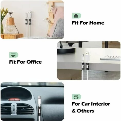 FLETéçA 60 Pièces De Serre-cables, Support De Cable Avec Base Adhésive, Jeu De Serre-cable Pour Bureau, Cordon D'alimentation, Noir 4 FLETéçA 60 Pièces De Serre-cables, Support De Cable Avec Base Adhésive, Jeu De Serre-cable Pour Bureau, Cordon D'alimentation, Noir – Image 4