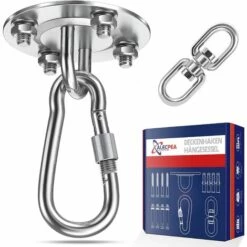 OCXIN Crochets De Plafond En Acier Inoxydable Jusqu'à 400 Kg – Support De Plafond Rotatif à 360 ° Crochets De Suspension Crochets De Suspension Avec Vis Pour Béton, Bois, Aire De Jeux, Porche, Siège, Trapèze, Yoga, Salle De Sport