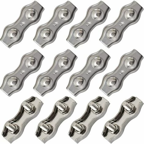 FLETéçA 12 PièCes Duplex Pinces En Acier Inoxydable Double Serre CâBles Inox Connecteur De Corde Pince Serre CâBles Duplex Pince M2 Pince De CâBle Pour CâBles De CâBles MéTalliques De 1.5mm, Argent 1 FLETéçA 12 PièCes Duplex Pinces En Acier Inoxydable Double Serre CâBles Inox Connecteur De Corde Pince Serre CâBles Duplex Pince M2 Pince De CâBle Pour CâBles De CâBles MéTalliques De 1.5mm, Argent