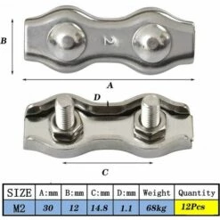FLETéçA 12 PièCes Duplex Pinces En Acier Inoxydable Double Serre CâBles Inox Connecteur De Corde Pince Serre CâBles Duplex Pince M2 Pince De CâBle Pour CâBles De CâBles MéTalliques De 1.5mm, Argent 7 FLETéçA 12 PièCes Duplex Pinces En Acier Inoxydable Double Serre CâBles Inox Connecteur De Corde Pince Serre CâBles Duplex Pince M2 Pince De CâBle Pour CâBles De CâBles MéTalliques De 1.5mm, Argent -Treuil, cric, palan et accessoires Soldes Boutique 66967453 3