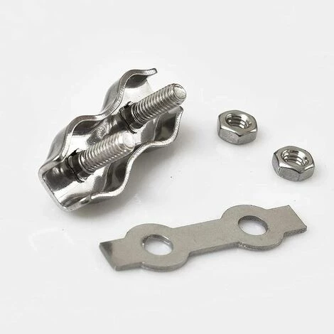 FLETéçA 12 PièCes Duplex Pinces En Acier Inoxydable Double Serre CâBles Inox Connecteur De Corde Pince Serre CâBles Duplex Pince M2 Pince De CâBle Pour CâBles De CâBles MéTalliques De 1.5mm, Argent 4 FLETéçA 12 PièCes Duplex Pinces En Acier Inoxydable Double Serre CâBles Inox Connecteur De Corde Pince Serre CâBles Duplex Pince M2 Pince De CâBle Pour CâBles De CâBles MéTalliques De 1.5mm, Argent – Image 4