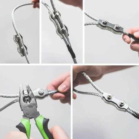 FLETéçA 12 PièCes Duplex Pinces En Acier Inoxydable Double Serre CâBles Inox Connecteur De Corde Pince Serre CâBles Duplex Pince M2 Pince De CâBle Pour CâBles De CâBles MéTalliques De 1.5mm, Argent 5 FLETéçA 12 PièCes Duplex Pinces En Acier Inoxydable Double Serre CâBles Inox Connecteur De Corde Pince Serre CâBles Duplex Pince M2 Pince De CâBle Pour CâBles De CâBles MéTalliques De 1.5mm, Argent – Image 5