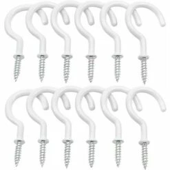 FLETéçA 12 Pièces Crochets à Visser Plafond Vis Crochet En Vinyle Crochets Muraux De Plafond Pour Usage D'intérieur Et De Plein Air(Blanc)