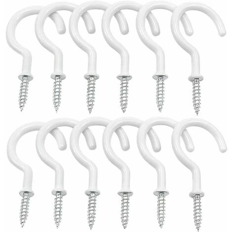 FLETéçA 12 Pièces Crochets à Visser Plafond Vis Crochet En Vinyle Crochets Muraux De Plafond Pour Usage D'intérieur Et De Plein Air(Blanc) 1 FLETéçA 12 Pièces Crochets à Visser Plafond Vis Crochet En Vinyle Crochets Muraux De Plafond Pour Usage D'intérieur Et De Plein Air(Blanc)