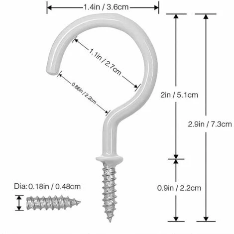 FLETéçA 12 Pièces Crochets à Visser Plafond Vis Crochet En Vinyle Crochets Muraux De Plafond Pour Usage D'intérieur Et De Plein Air(Blanc) 2 FLETéçA 12 Pièces Crochets à Visser Plafond Vis Crochet En Vinyle Crochets Muraux De Plafond Pour Usage D'intérieur Et De Plein Air(Blanc) – Image 2