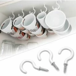 FLETéçA 12 Pièces Crochets à Visser Plafond Vis Crochet En Vinyle Crochets Muraux De Plafond Pour Usage D'intérieur Et De Plein Air(Blanc) 8 FLETéçA 12 Pièces Crochets à Visser Plafond Vis Crochet En Vinyle Crochets Muraux De Plafond Pour Usage D'intérieur Et De Plein Air(Blanc) -Treuil, cric, palan et accessoires Soldes Boutique 66968836 4