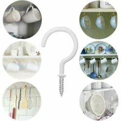 FLETéçA 12 Pièces Crochets à Visser Plafond Vis Crochet En Vinyle Crochets Muraux De Plafond Pour Usage D'intérieur Et De Plein Air(Blanc) 9 FLETéçA 12 Pièces Crochets à Visser Plafond Vis Crochet En Vinyle Crochets Muraux De Plafond Pour Usage D'intérieur Et De Plein Air(Blanc) -Treuil, cric, palan et accessoires Soldes Boutique 66968836 5