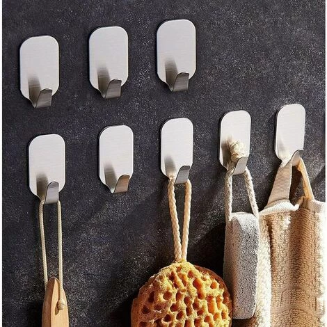 FLETéçA Crochets Adhésif Crochet Mural Acier Inoxydable Porte Serviettes Pour Cuisine Salle De Bain 8 Pièces 2 FLETéçA Crochets Adhésif Crochet Mural Acier Inoxydable Porte Serviettes Pour Cuisine Salle De Bain 8 Pièces – Image 2