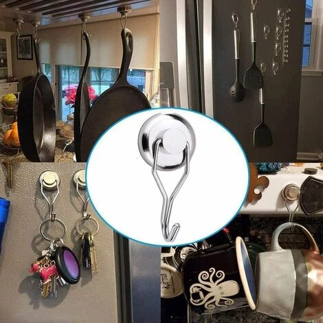 LLOVE Crochets Magnétiques Puissant 45kg 32D Crochet Aimanté Frigo Néodyme Pivotants Aimant Crochet Magnétique Crochets Aimantés Magnétiques Pour Cuisine Torchon Tableau 6pcs 4 LLOVE Crochets Magnétiques Puissant 45kg 32D Crochet Aimanté Frigo Néodyme Pivotants Aimant Crochet Magnétique Crochets Aimantés Magnétiques Pour Cuisine Torchon Tableau 6pcs – Image 4