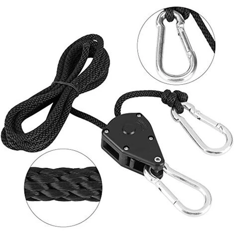 YIENJAOY AGILITY Cliquet De Corde Cliquet Hanger Poulie Corde(2 PCS),Cordes à Crochet Cordes à Cliquet, Crochets, élingues D'éclairage D'usine, Crochets De Charge Réglables, Jusqu'à Un Poids Maximum De 68 Kg. 2 YIENJAOY AGILITY Cliquet De Corde Cliquet Hanger Poulie Corde(2 PCS),Cordes à Crochet Cordes à Cliquet, Crochets, élingues D'éclairage D'usine, Crochets De Charge Réglables, Jusqu'à Un Poids Maximum De 68 Kg. – Image 2