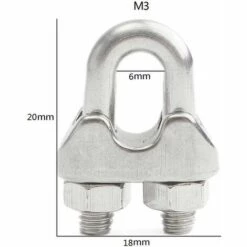 QERSTA Attaches Pour Câbles Métalliques M3, Serre-câbles étrie, U Boulon Clip De Câble En Acier Inoxydable De 3mm De Diamètre, Lot De 12 Carivent -Treuil, cric, palan et accessoires Soldes Boutique 67872518 3