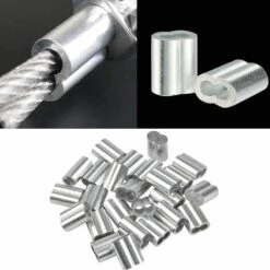 LADACèE 100 Pcs Manchons En Aluminium, Ferrules En Aluminium De Câble Métallique, Clip à Sertir En Aluminium Avec Double Embouts Pour Câbles Métalliques, Aircraft Câble, Argenté (1,5 Mm / 0,06 Pouce) -Treuil, cric, palan et accessoires Soldes Boutique 68006182 4
