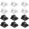 LLOVE Clips Et Attache-câbles Murales 60 Pcs Clips De Câble Adhésif,plastique Organisateurs De Cordon De Câble Clip De Gestion De Stockage De Câble Pour Bureau à Domicile - Noir, Blanc