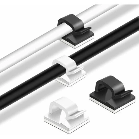 LLOVE Clips Et Attache-câbles Murales 60 Pcs Clips De Câble Adhésif,plastique Organisateurs De Cordon De Câble Clip De Gestion De Stockage De Câble Pour Bureau à Domicile - Noir, Blanc 4 LLOVE Clips Et Attache-câbles Murales 60 Pcs Clips De Câble Adhésif,plastique Organisateurs De Cordon De Câble Clip De Gestion De Stockage De Câble Pour Bureau à Domicile - Noir, Blanc – Image 4