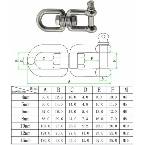 LLOVE Émerillon Manilles Chaînes D'ancrage D'amarrage Connecteur Pivotant En 304 INOX Pour Bateau Marine - 10mm 4 LLOVE Émerillon Manilles Chaînes D'ancrage D'amarrage Connecteur Pivotant En 304 INOX Pour Bateau Marine - 10mm – Image 4