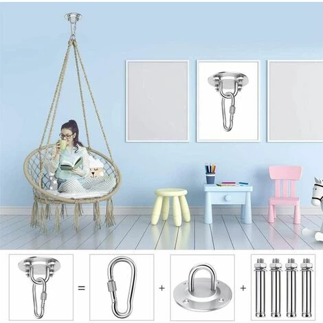 Cisea Lourds Crochet De Plafond, 450KG Capacité Acier Inoxydable Hamac à Suspendre Kit 180°Rotation Pour Béton Bois Ensembles, Chaise Accrochante, Lampe Accrochante, Hamac, Yoga, Avec Vis De Fixatio (1 Pcs) 2 Cisea Lourds Crochet De Plafond, 450KG Capacité Acier Inoxydable Hamac à Suspendre Kit 180°Rotation Pour Béton Bois Ensembles, Chaise Accrochante, Lampe Accrochante, Hamac, Yoga, Avec Vis De Fixatio (1 Pcs) – Image 2