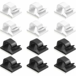 Cisea Clips Et Attache-câbles Murales 60 Pcs Clips De Câble Adhésif,plastique Organisateurs De Cordon De Câble Clip De Gestion De Stockage De Câble Pour Bureau à Domicile - Noir, Blanc