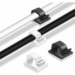 Cisea Clips Et Attache-câbles Murales 60 Pcs Clips De Câble Adhésif,plastique Organisateurs De Cordon De Câble Clip De Gestion De Stockage De Câble Pour Bureau à Domicile - Noir, Blanc -Treuil, cric, palan et accessoires Soldes Boutique 68584503 4