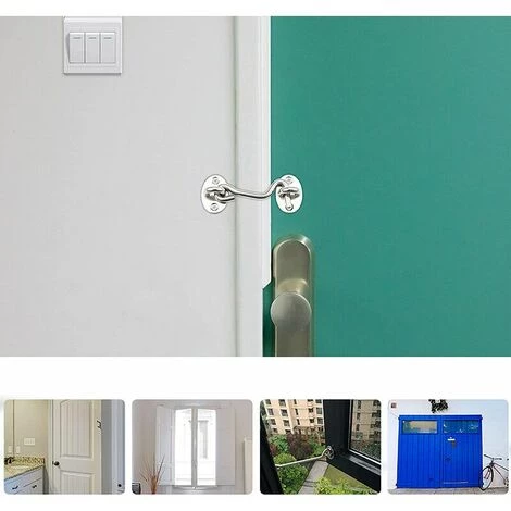 YIDOMDE Crochet Température, Crochet De Cabine Dure 2pc Épaississement Du Château En Acier Inoxydable Verrouillage Robuste Porte-porte Porte-porte D'essai Pour La Fenêtre De Porte De Jardin (argent 100mm) 4 YIDOMDE Crochet Température, Crochet De Cabine Dure 2pc Épaississement Du Château En Acier Inoxydable Verrouillage Robuste Porte-porte Porte-porte D'essai Pour La Fenêtre De Porte De Jardin (argent 100mm) – Image 4