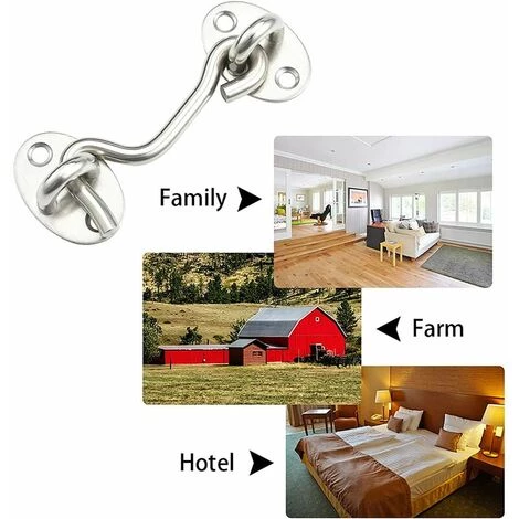 YIDOMDE Crochet Température, Crochet De Cabine Dure 2pc Épaississement Du Château En Acier Inoxydable Verrouillage Robuste Porte-porte Porte-porte D'essai Pour La Fenêtre De Porte De Jardin (argent 100mm) 5 YIDOMDE Crochet Température, Crochet De Cabine Dure 2pc Épaississement Du Château En Acier Inoxydable Verrouillage Robuste Porte-porte Porte-porte D'essai Pour La Fenêtre De Porte De Jardin (argent 100mm) – Image 5