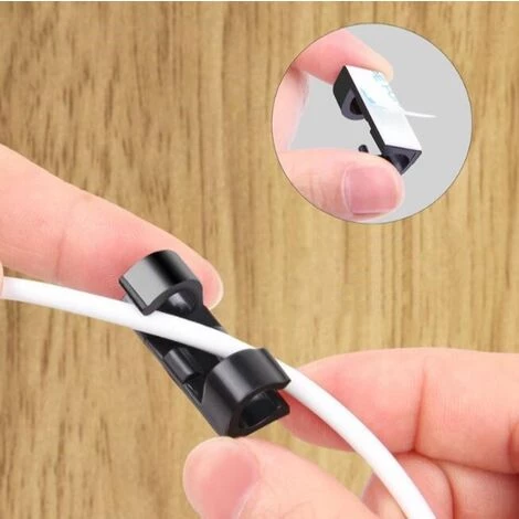 YIDOMDE 60 Pièces De Serre-cables, Support De Cable Avec Base Adhésive, Jeu De Serre-cable Pour Bureau, Cordon D'alimentation, Noir 2 YIDOMDE 60 Pièces De Serre-cables, Support De Cable Avec Base Adhésive, Jeu De Serre-cable Pour Bureau, Cordon D'alimentation, Noir â Image 2